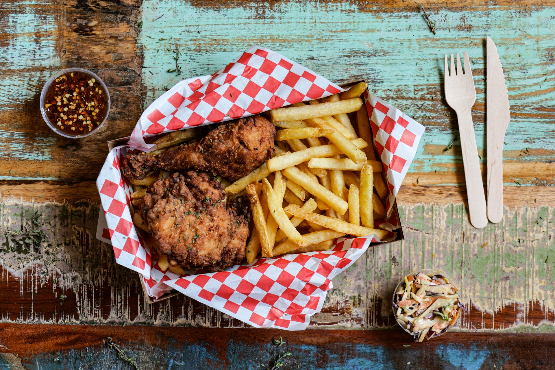 Fried Chicken Box with Premium Crunch Skin On 9.5mm Fries