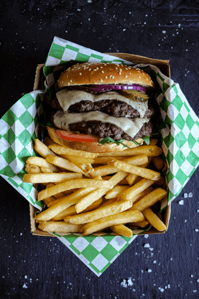 Burger Box with Premium Crunch Skin On 9.5mm Fries